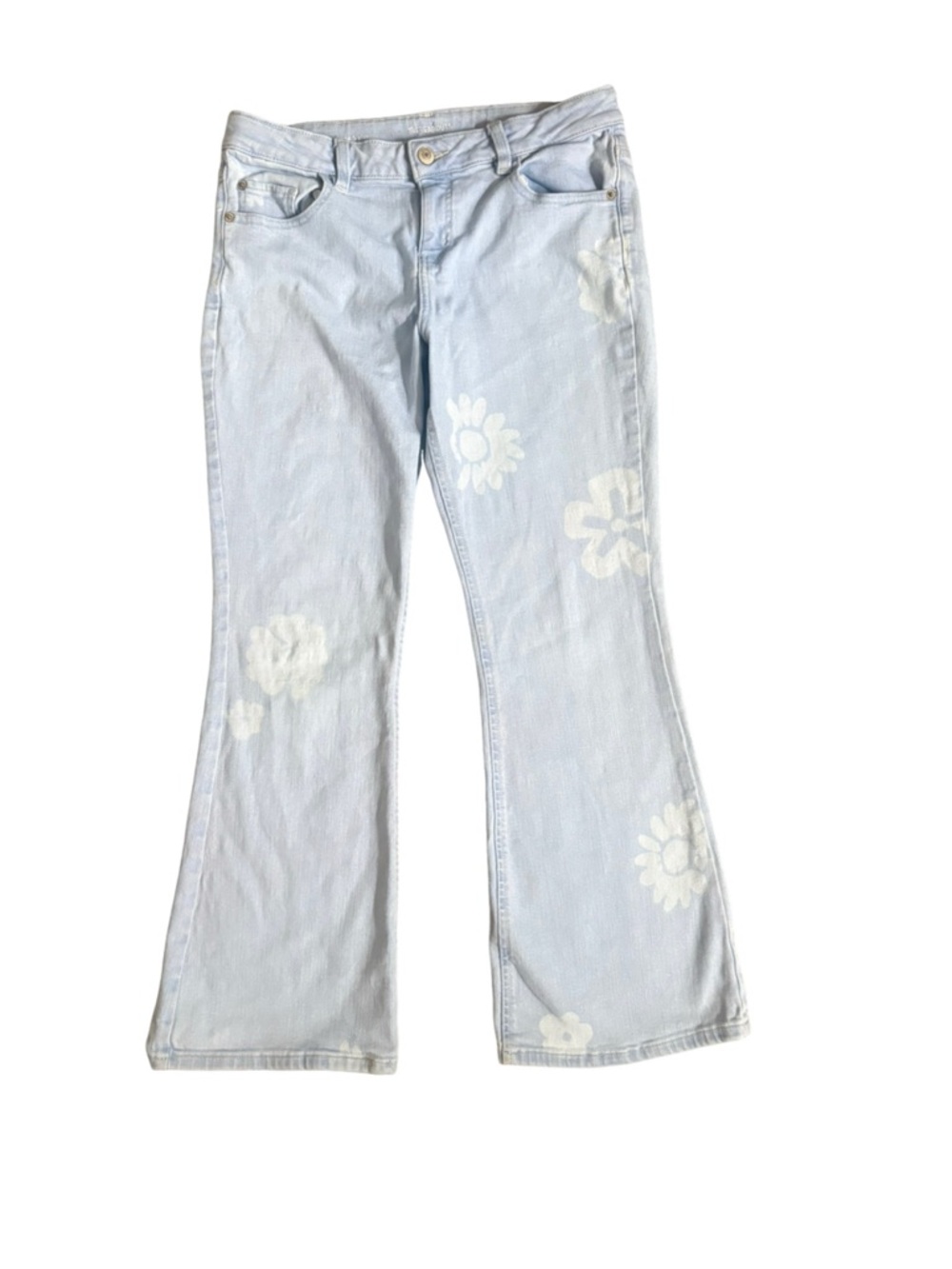Thereabouts Girls 14.5 Plus Light Wash Floral Flare Jeans Boho